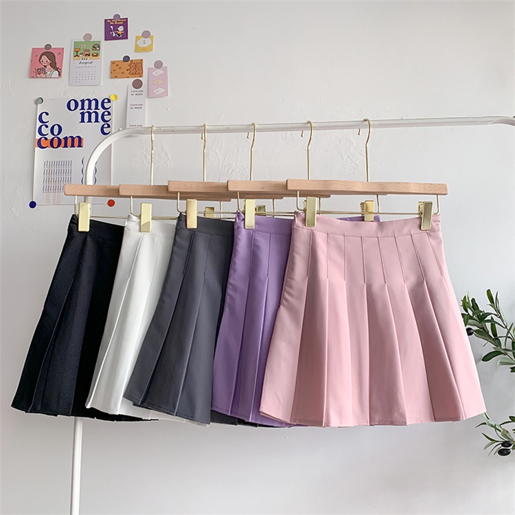 Chân váy chữ A lưng cao xếp ly phong cách đơn giản trẻ trung