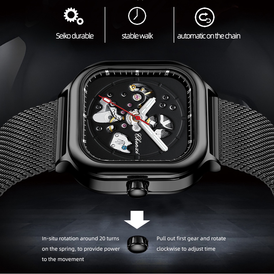 Đồng Hồ Cơ Tự Động Chexi Chống Thấm Nước Phong Cách Doanh Nhân Cho Nam