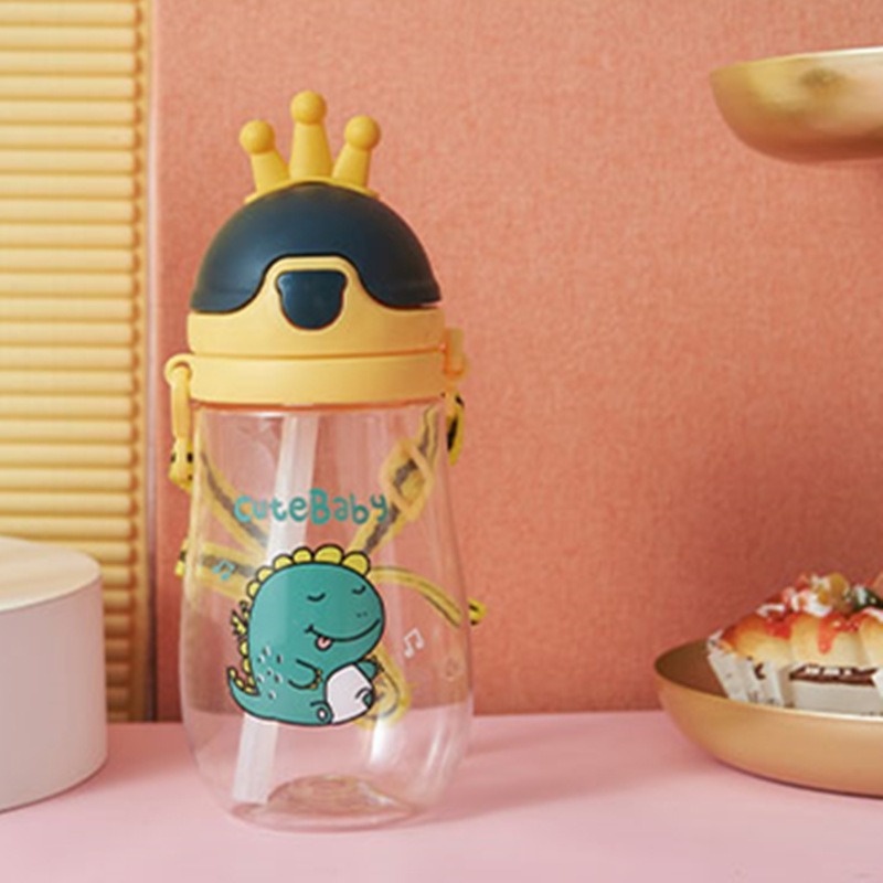 Bình Uống Nước Di Động Kèm Ống Hút Họa Tiết Hoạt Hình Dễ Thương Cho Bé MY0180