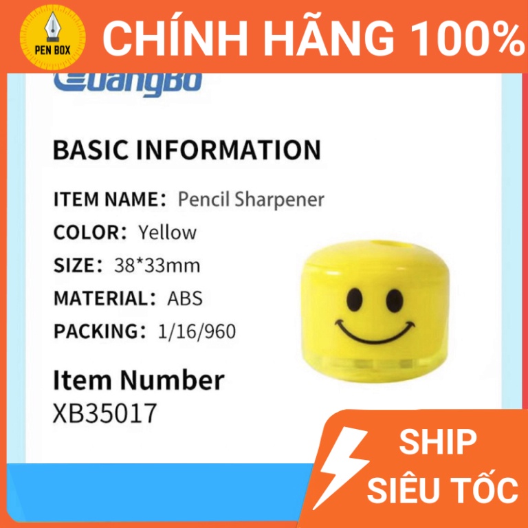 Gọt chì mini 2 lỗ hình mặt cười đáng yêu GuangBo XB35017, LOAI 1, LOẠI TỐT BỀN BỈ KHÔNG ĐỘC HẠI (1 Chiếc )) , Penbox