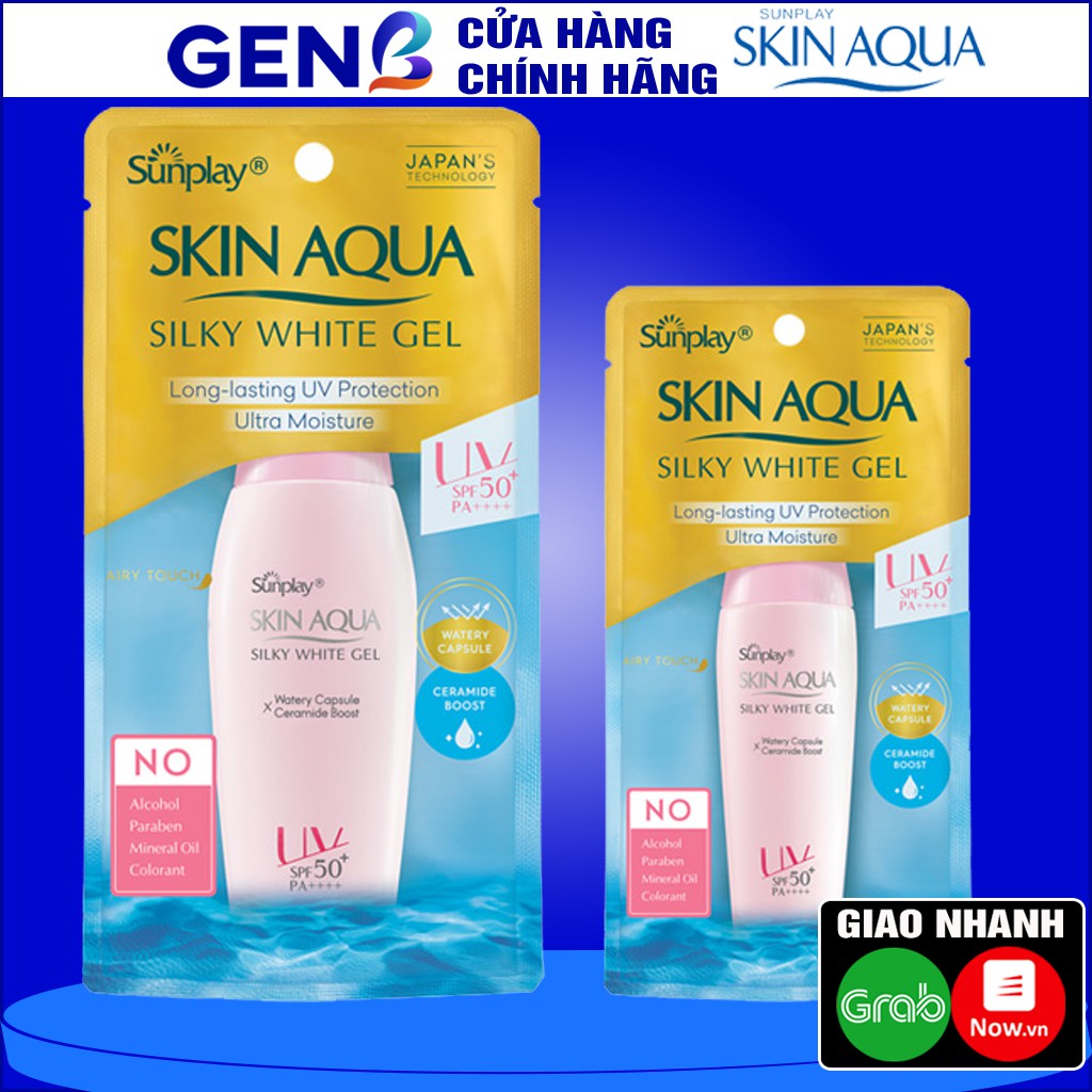 [ HÃNG CHÍNH HÃNG] Gel Chống Nắng Skin Aqua Silky White - Kem Chống Nắng Dưỡng Da Trắng Mịn - Mỹ Phẩm GenB