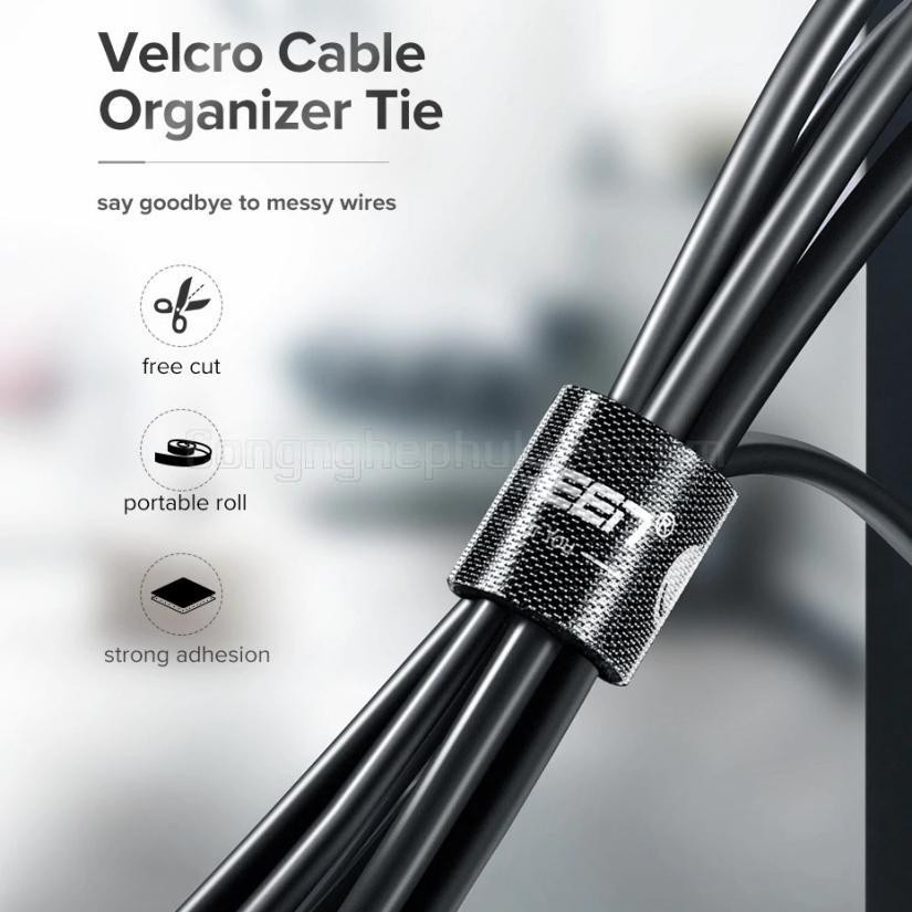 Cáp dán xé cuốn gọn dây sạc dây tai nghe dây điện dây cáp UGREEN Cao cấp Cable Tie Wire Winder Nylon Tape 17cm