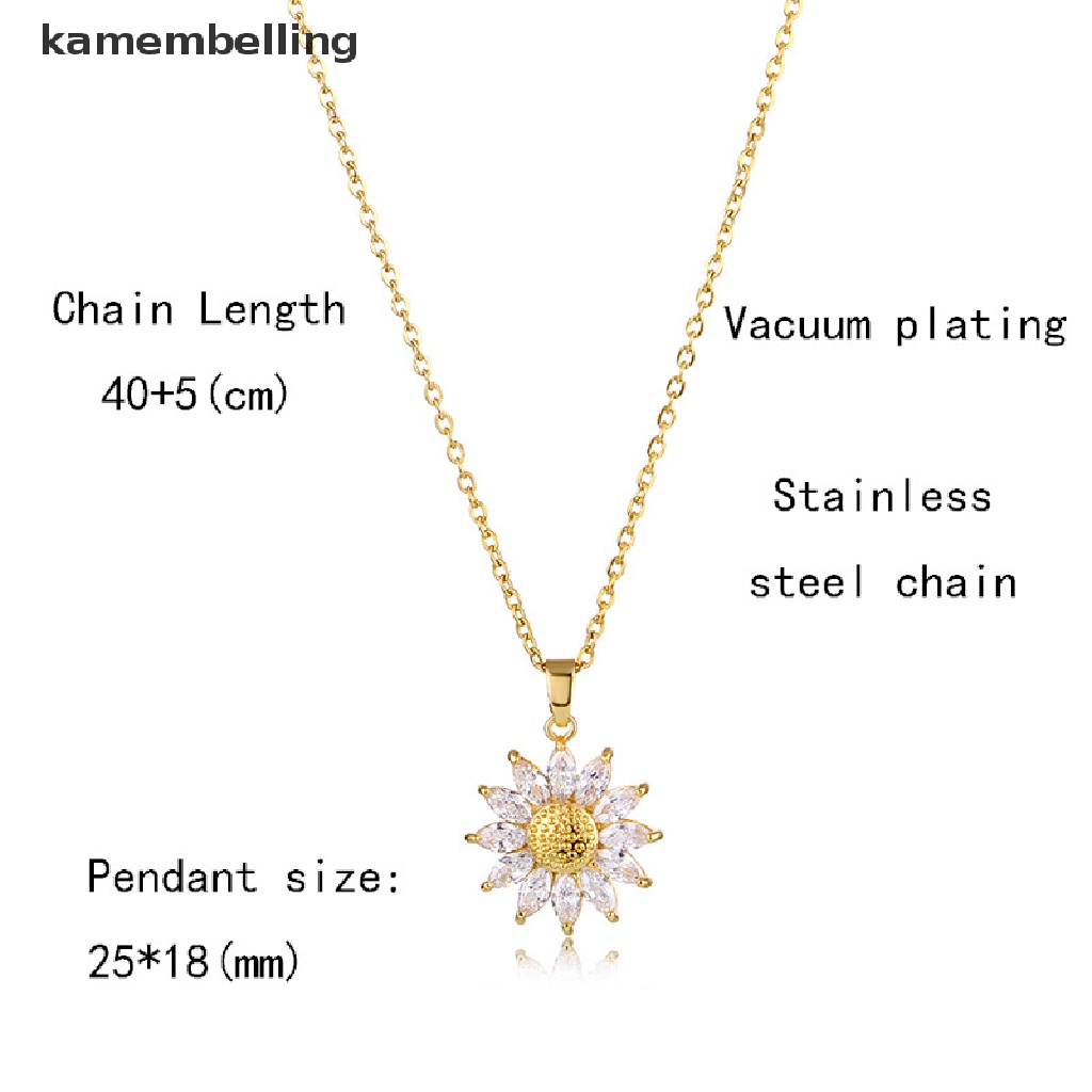 Kamembelling Vòng cổ Mặt Hình Hoa Hướng Dương / Lông Vũ / Giọt Nước Đính Pha Lê Lấp Lánh Thời Trang Cho Nữ EN