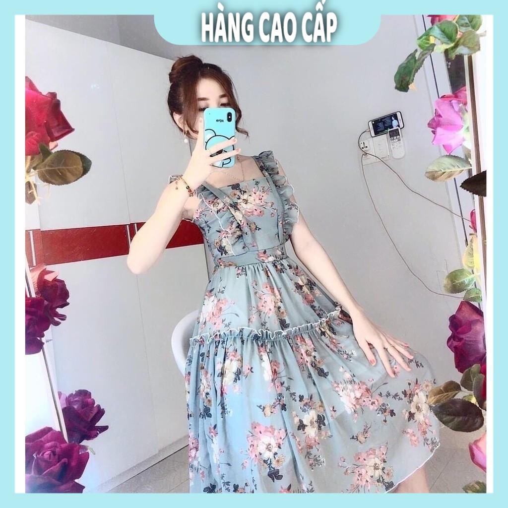 Đầm Nữ - Đầm maxi voan hoa nhún bèo siêu xinh (HÀNG SIÊU ĐẸP) | BigBuy360 - bigbuy360.vn