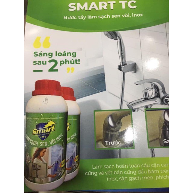 Nước tẩy canxi vòi sen, đồ inox, xoong bị oxi hóa Smart 500ml (ảnh thật)