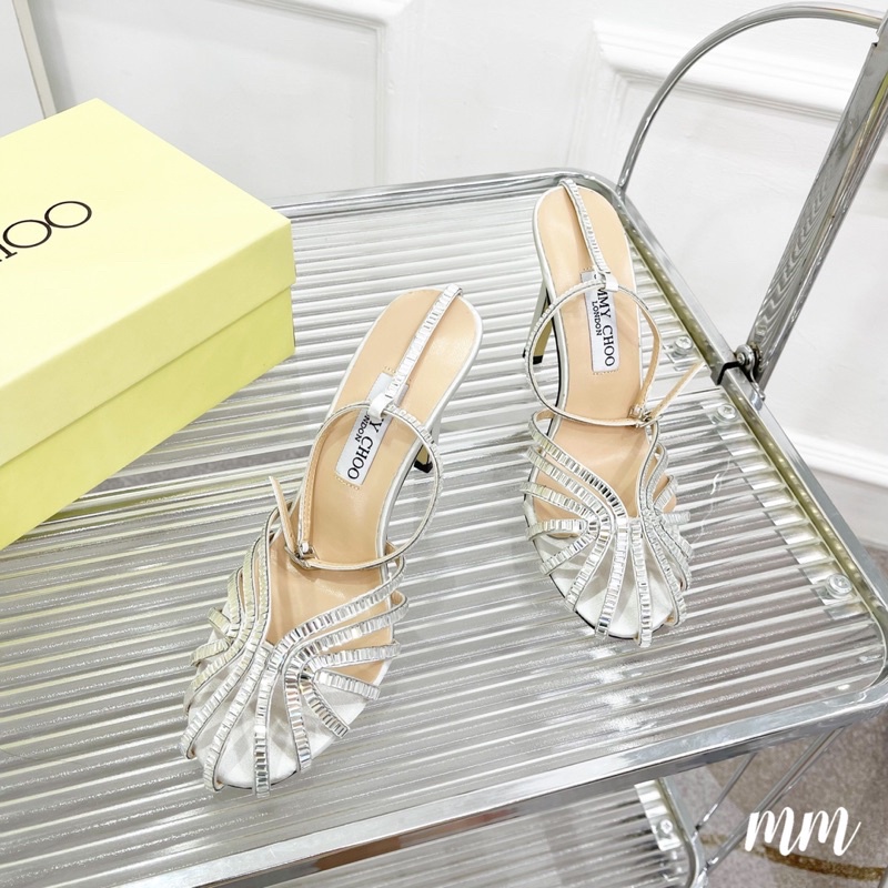 Giày cao gót mũi rọ đá sáng