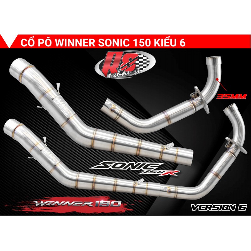 Cổ pô tăng 2 khúc R8 Racing CHÍNH HÃNG xe Winner / Sonic _Dochoixemaynhapkhau