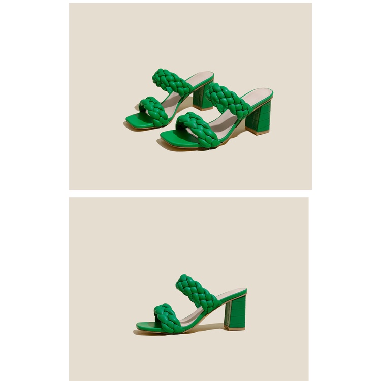 Giày Cao Gót 2.96 Inch Bằng Da Mềm Họa Tiết Kẻ Sọc Size 35-42 Thời Trang