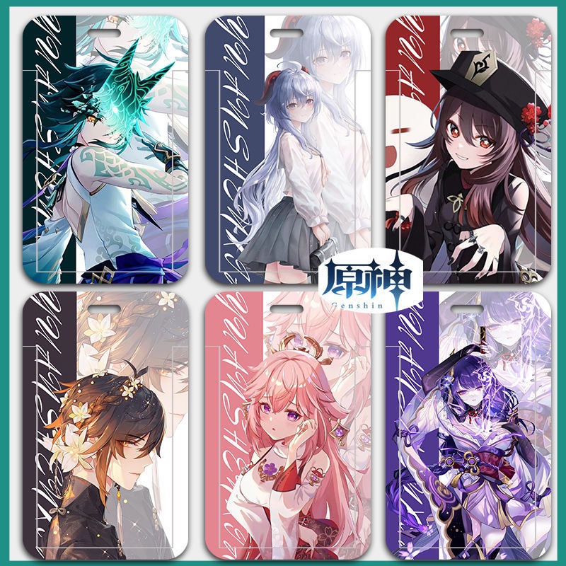 Genshin Impact HuTao Xiao Zhongli Ganyu Kazuha Wanye Yae Miko student card set meal card campus card bus card lanyard