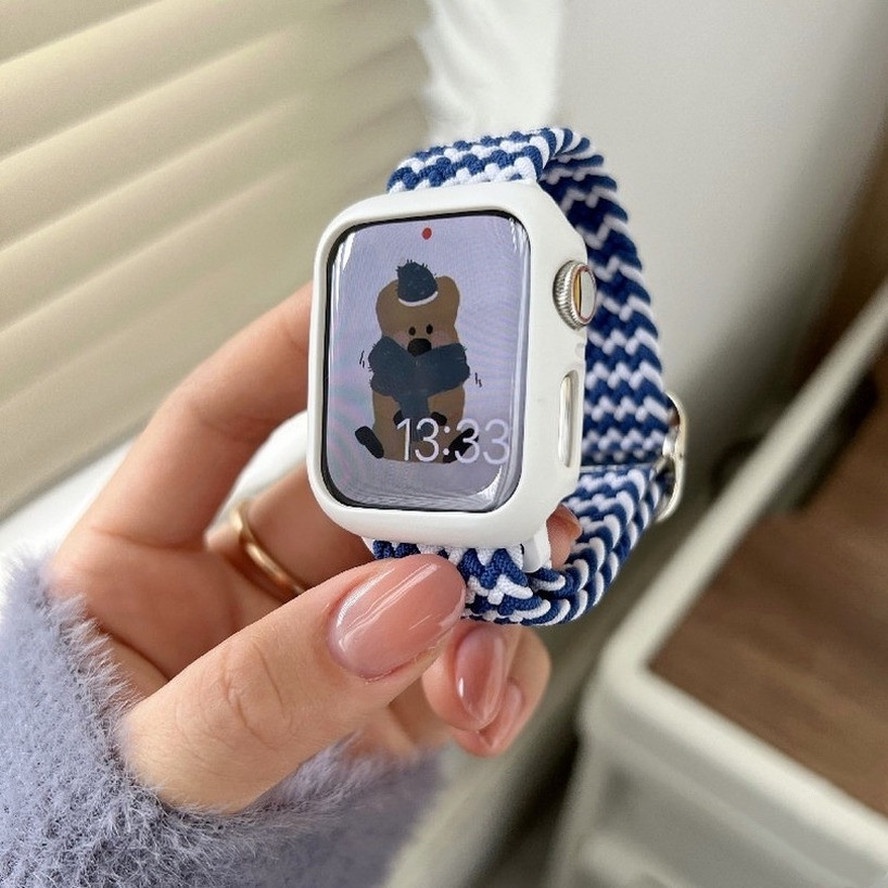 Dây đeo đồng hồ nylon màu kẹo 2 trong 1 thích hợp cho iWatch 7 6 SE 5 4 3 2 1 size 41mm 45mm 44mm 42mm 40mm 38mm