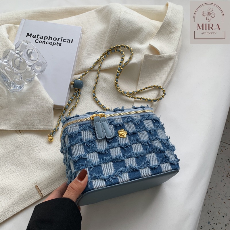 Túi cốp vuông đeo chéo nữ mini vải bố bò đẹp HB007