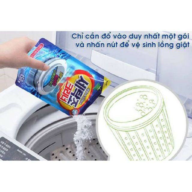 Combo 2 gói tẩy vệ sinh lồng máy giặt