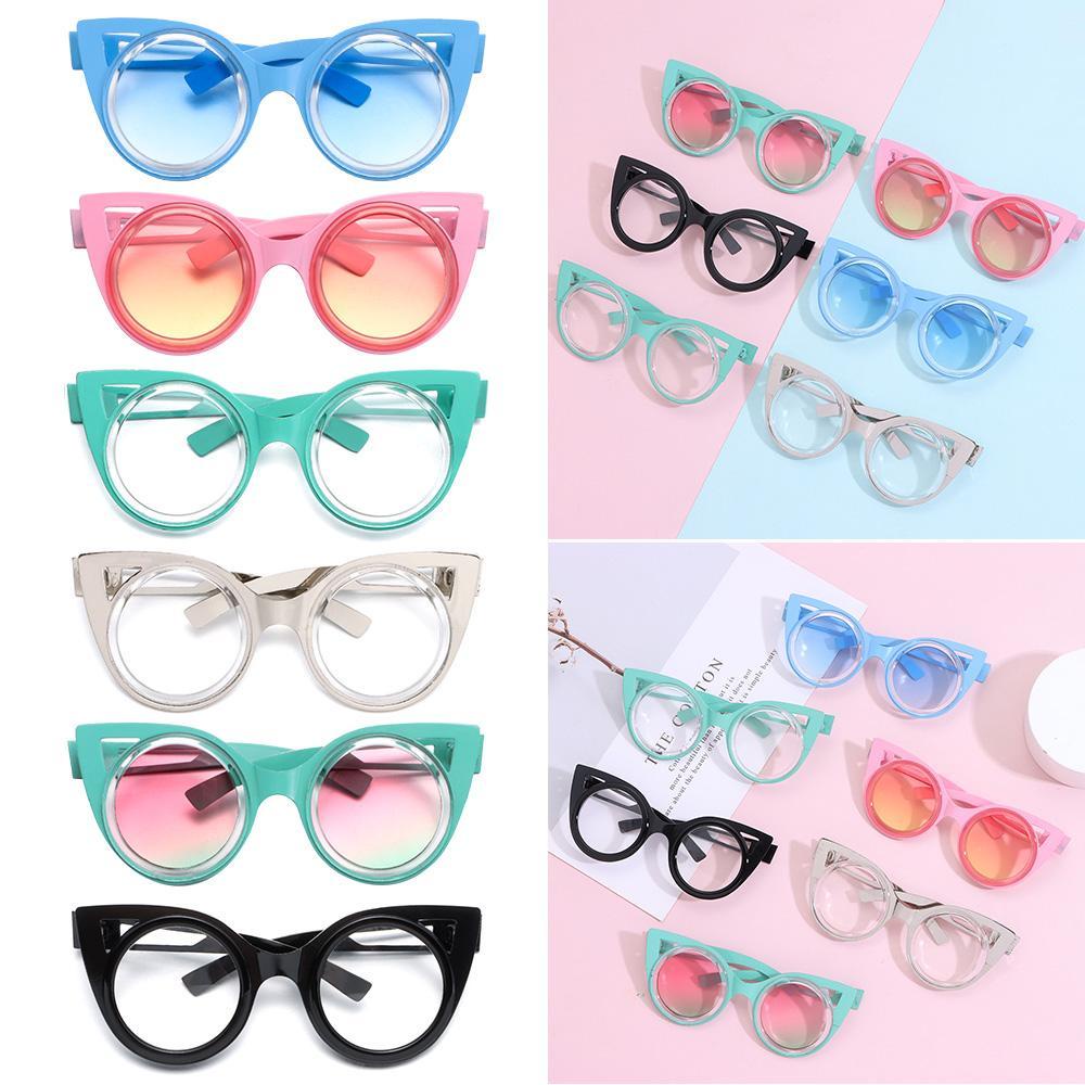 Mắt Kính Gọng Tròn Phối Lông Dễ Thương Cho Búp Bê