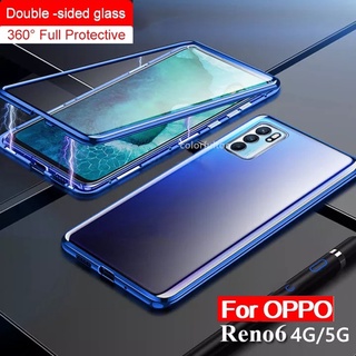 Oppo Reno 6 Z 6Z Reno6 4G 5G Reno6 Z Reno 10 Pro 10Pro Reno10 5G Ốp Điện Thoại Từ Tính Hai Mặt Kính Cường Lực Nam Châm Kim Loại Flip Cover Cứng Mặt Trước Và Mặt Sau Vỏ Bảo Vệ 360