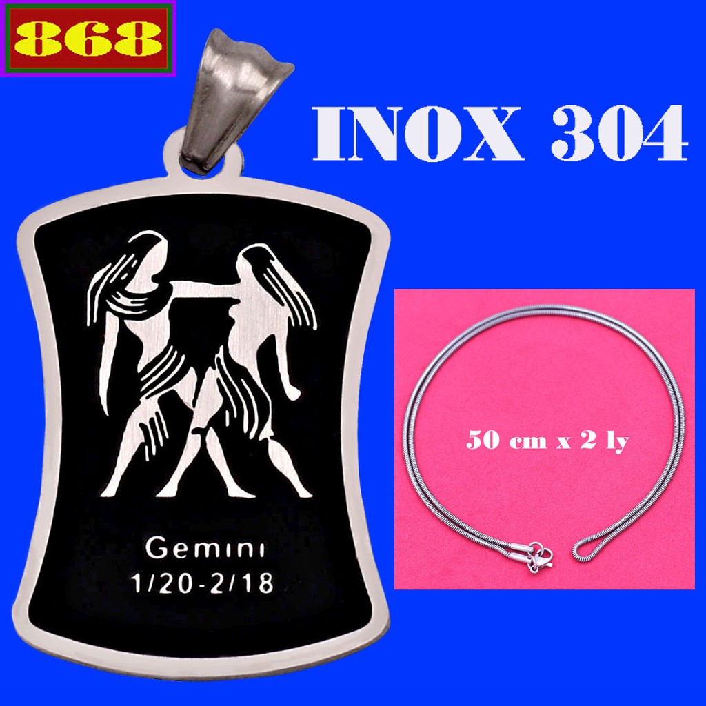 Vòng cổ inox rắn cung Song Tử inox VIRCSTT - 12 Cung hoàng đạo
