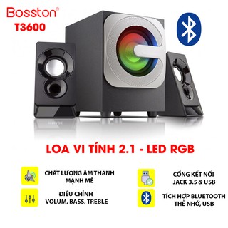 [ HOT] Loa Vi Tính BOSTON T3600 - Đèn LED 7 Màu - Bluetooth Tích Hợp - Âm Thanh HD Chất Lượng Cao ! Bass căng đét