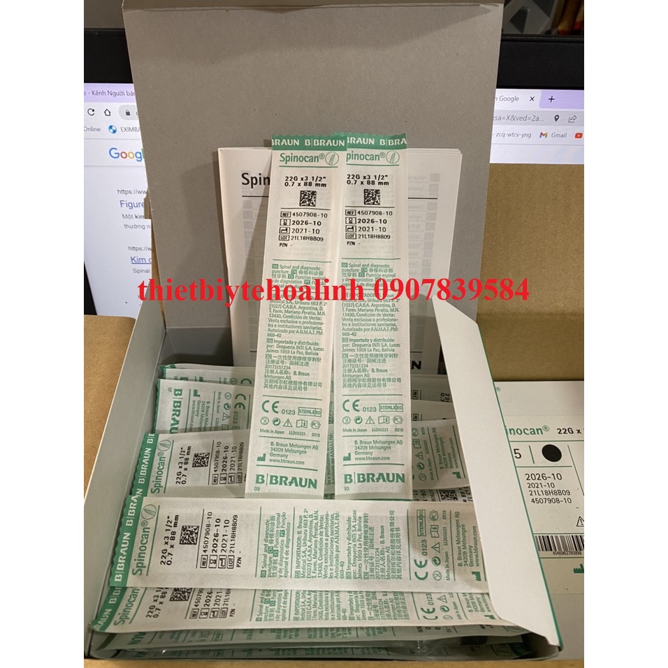 Kim chọc dò gây tê tủy sống Braun số 22G-25G