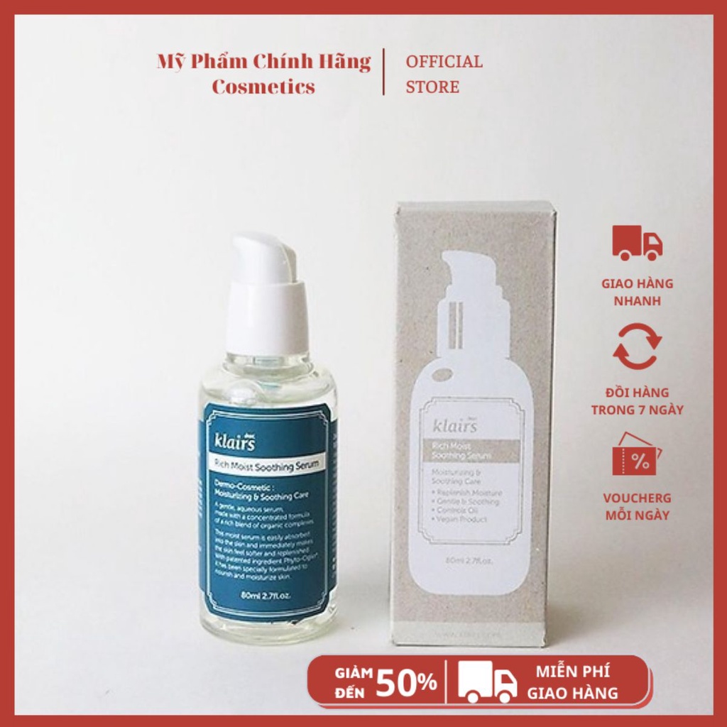 Tinh Chất Dưỡng Ẩm Klairs Rich Moist Soothing Serum- Serum Cấp Ẩm Sâu Klairs