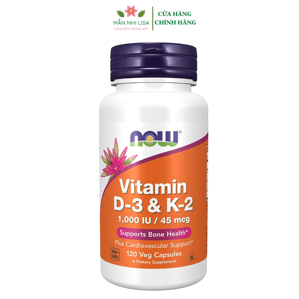 Viên uống vitamin D3 K2 now USA 120 viên.