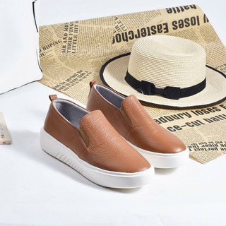 Giày Slip_on_ da thật 100% đế độn 3cm