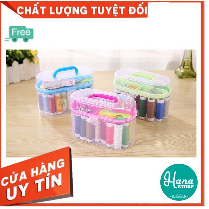 Hộp kim chỉ đa năng tiện ích dùng cho máy may cá nhân, máy may mini gia đình, kèm kim và nhiều cuộn chỉ nhiều màu