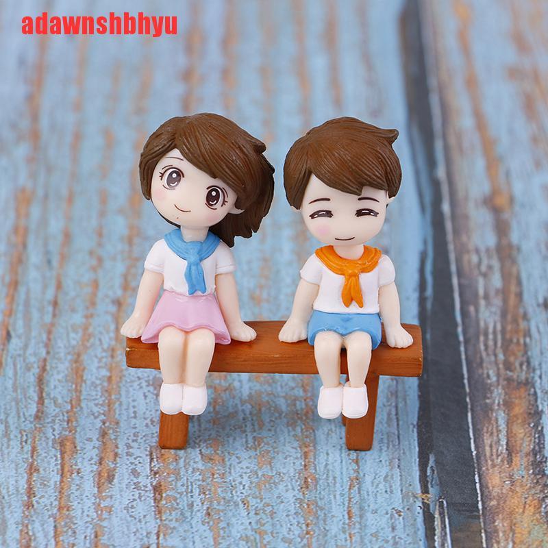 [adawnshbhyu]1set Sweet Couple DIY Mini Miniature Figurine Garden Deco Seat Micro Landscape