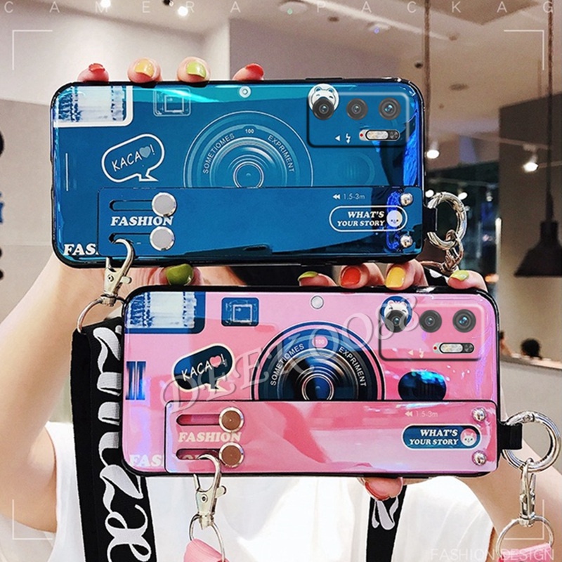 Ốp Điện Thoại Silicon Hình Máy Ảnh Cho Xiaomi Redmi Note 10 5G 4G / Note 10s / Note 10 Pro / Redmi 9T 9A 9 / Mi POCO M3 Pro X3 Ốp Điện Thoại Có Dây Đeo Cho Redmi Note10 5G