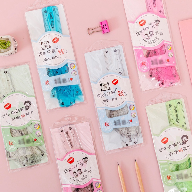 Bộ Thước Dẻo 4 Chi Tiết Nhiều Màu Cho Học Sinh/ Văn Phòng