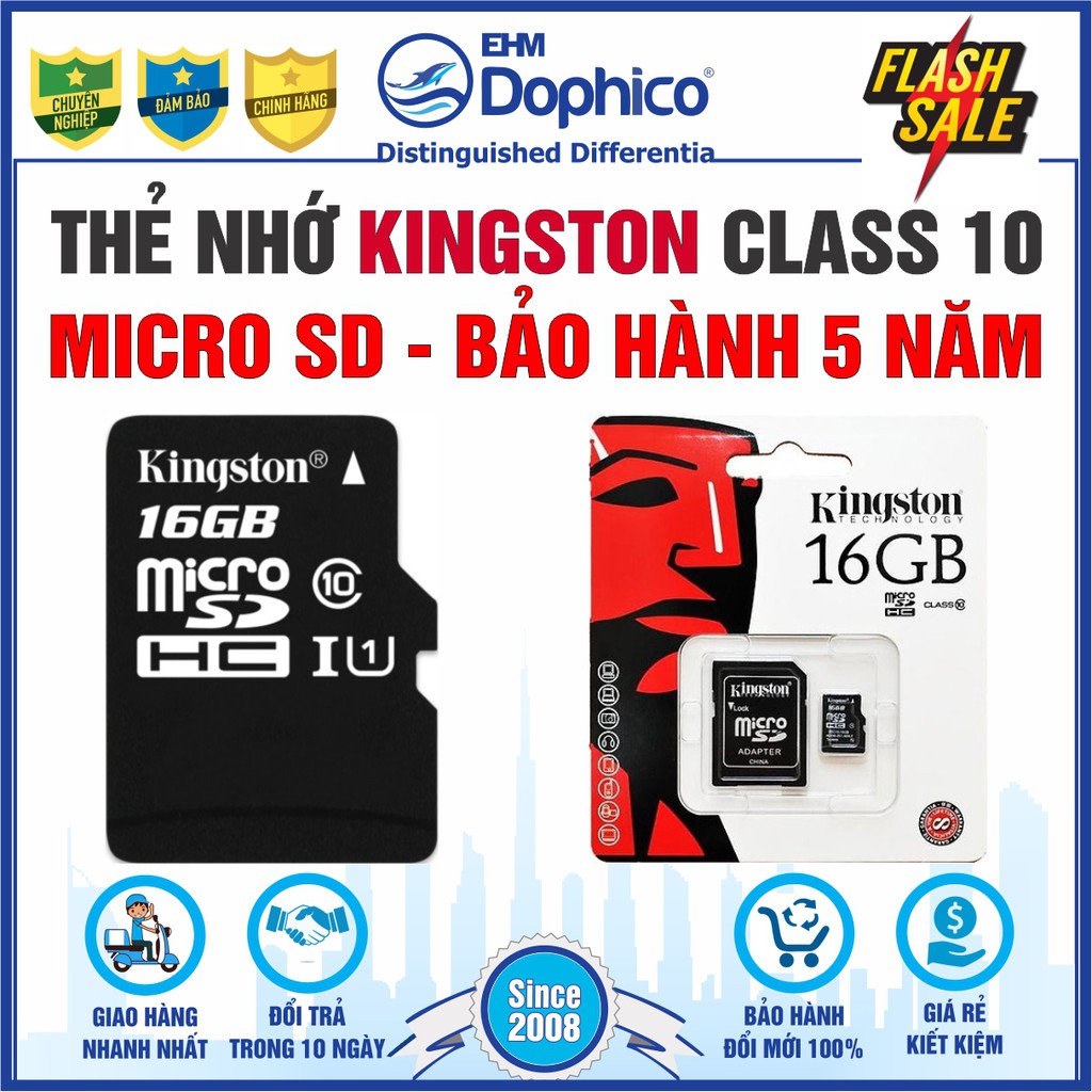 Thẻ nhớ Kingston MircoSD Class10 – Chính Hãng – Bảo hành 5 năm – Dùng cho Điện thoại – Máy ảnh – Camera – Kèm Adapter | BigBuy360 - bigbuy360.vn