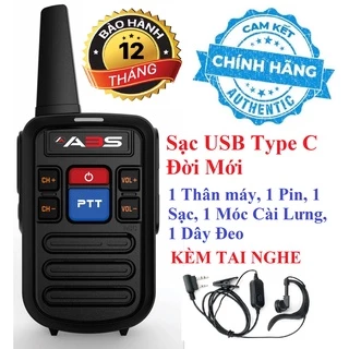 Bộ đàm siêu nhỏ chất lượng khủng ABS GP800 (2 Phím bấm PTT, Sạc USB Type C)