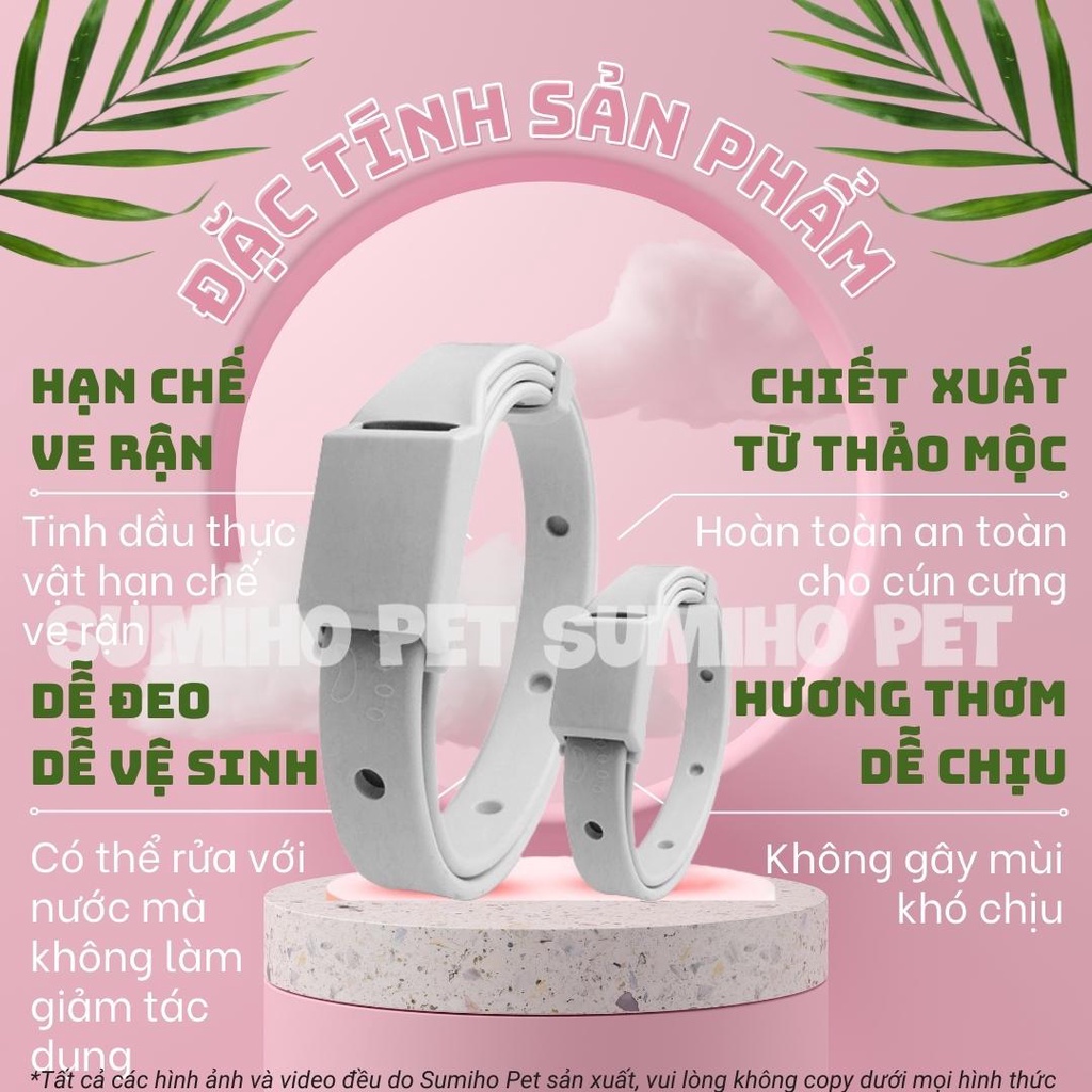 Vòng cổ hạn chế ve rận cho chó mèo (vòng cổ tối đa 44cm)