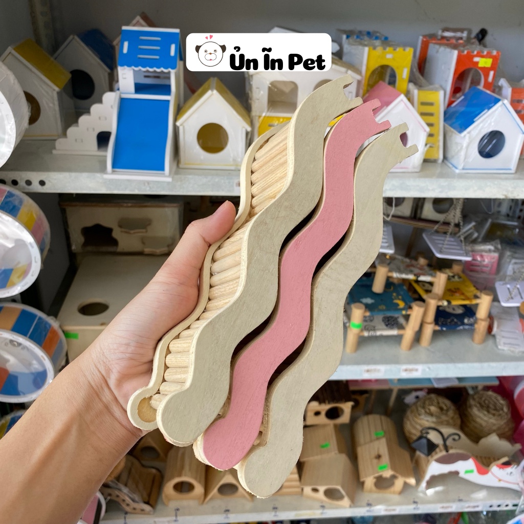 Trang trí chuồng hamster, thang gỗ tự nhiên