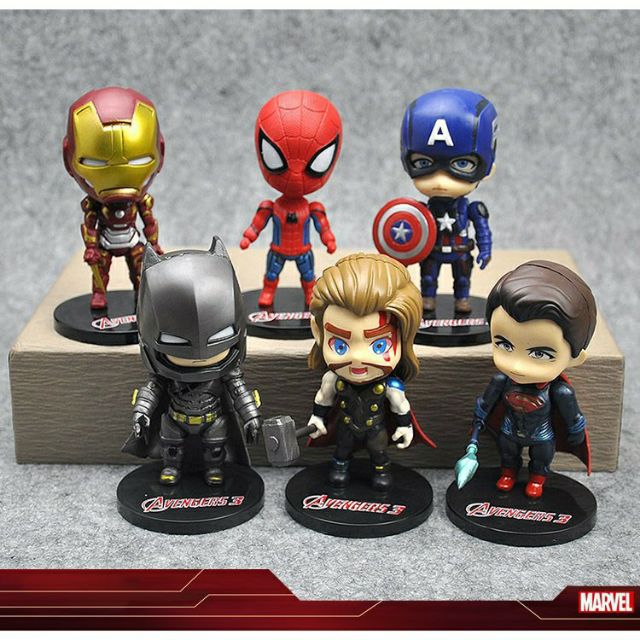 Bộ 6 siêu anh hùng Marvel Avengers trang trí bánh kem,topper  trang trí bánh sinh nhật