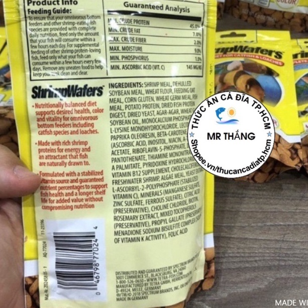 Tetra Shrimp Wafers : Thức ăn Bánh quế Tôm cho tất cả các dòng cá tầng đáy