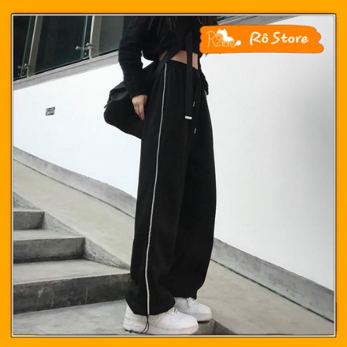 Quần jogger nam nữ bo gấu quần thun unisex 1 sọc cạp chun form rộng unisex mặc được 2 kiểu RÔ STORE QD15