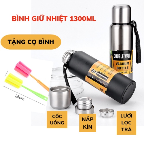 Bình giữ nhiệt 1300ml có lưới lọc trà kèm nắp cốc uống giữ nhiệt 12 tiếng Gia dụng VTV