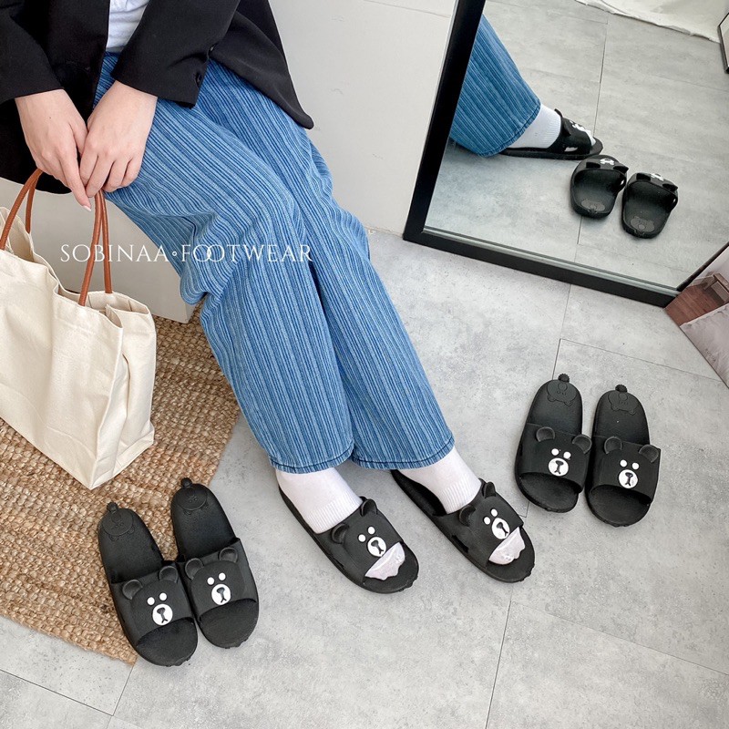 dép gấu đen siêu yêu