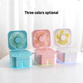 [FREE SHIP] Máy phun sương tạo ẩm mini kiêm quạt để bàn 3 tốc độ và đèn ngủ đổi màu 3 in 1 cao cấp, thiết kế nhỏ gọn