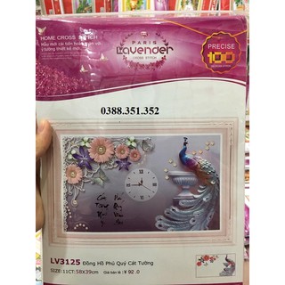 Tranh thêu chữ thập Đồng Hồ Phú Quý Cát Tường LV3125 58*39cm