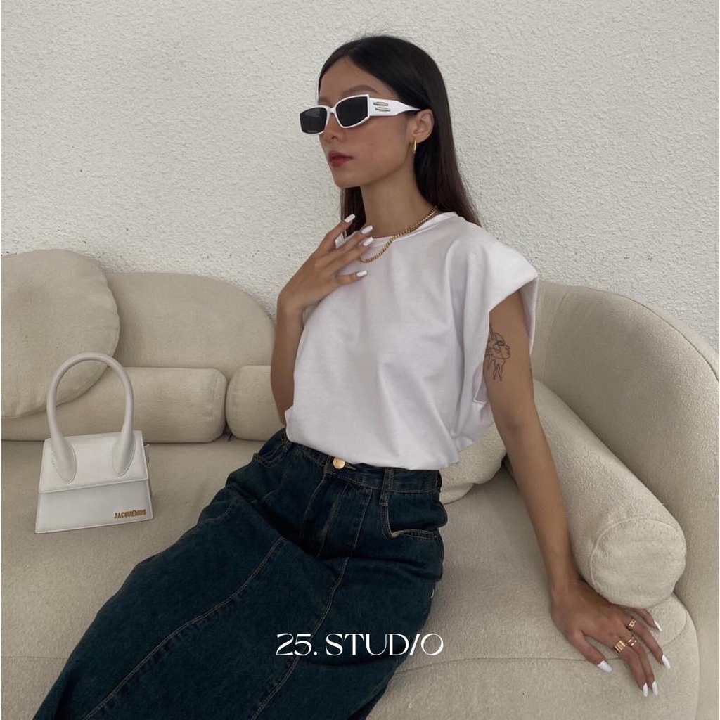 Áo sát nách nữ độn vai Shoulder Pad Tee 25 STUDIO