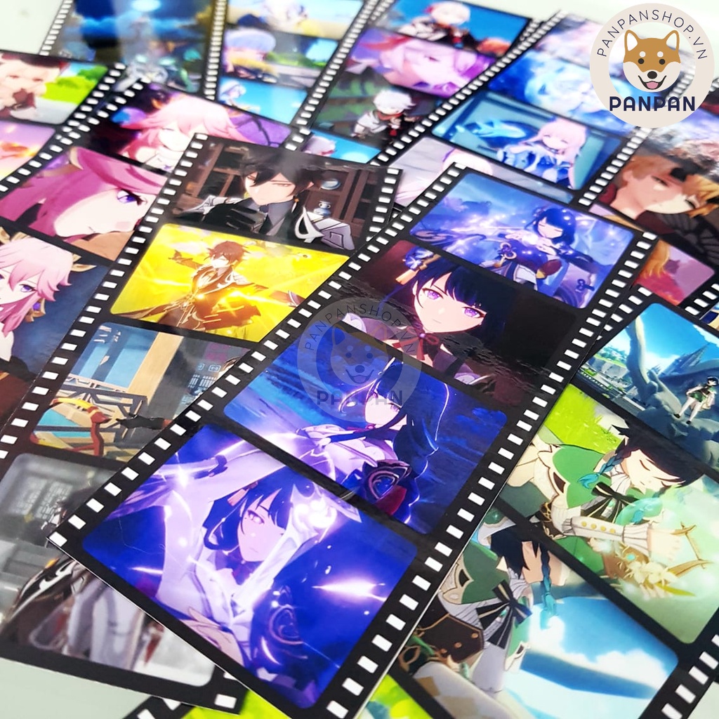 Bookmark Filmstrip ép nhựa Genshin Impact - kẹp sách film strip card nhựa anime