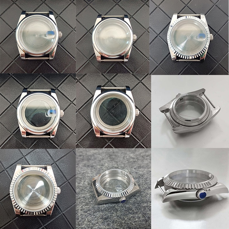 36mm Oyster Perpetual Stainless Steel Watch Case Transparent/Dense Bottom Sapphire Glass for NH35/NH