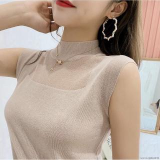 Áo không tay cổ chữ U màu trơn thiết kế thời trang cho nữ