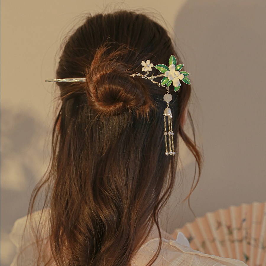 Trâm Cài Tóc Hình Hoa Bằng Kim Loại Đính Ngọc Trai Thanh Lịch Cho Nữ