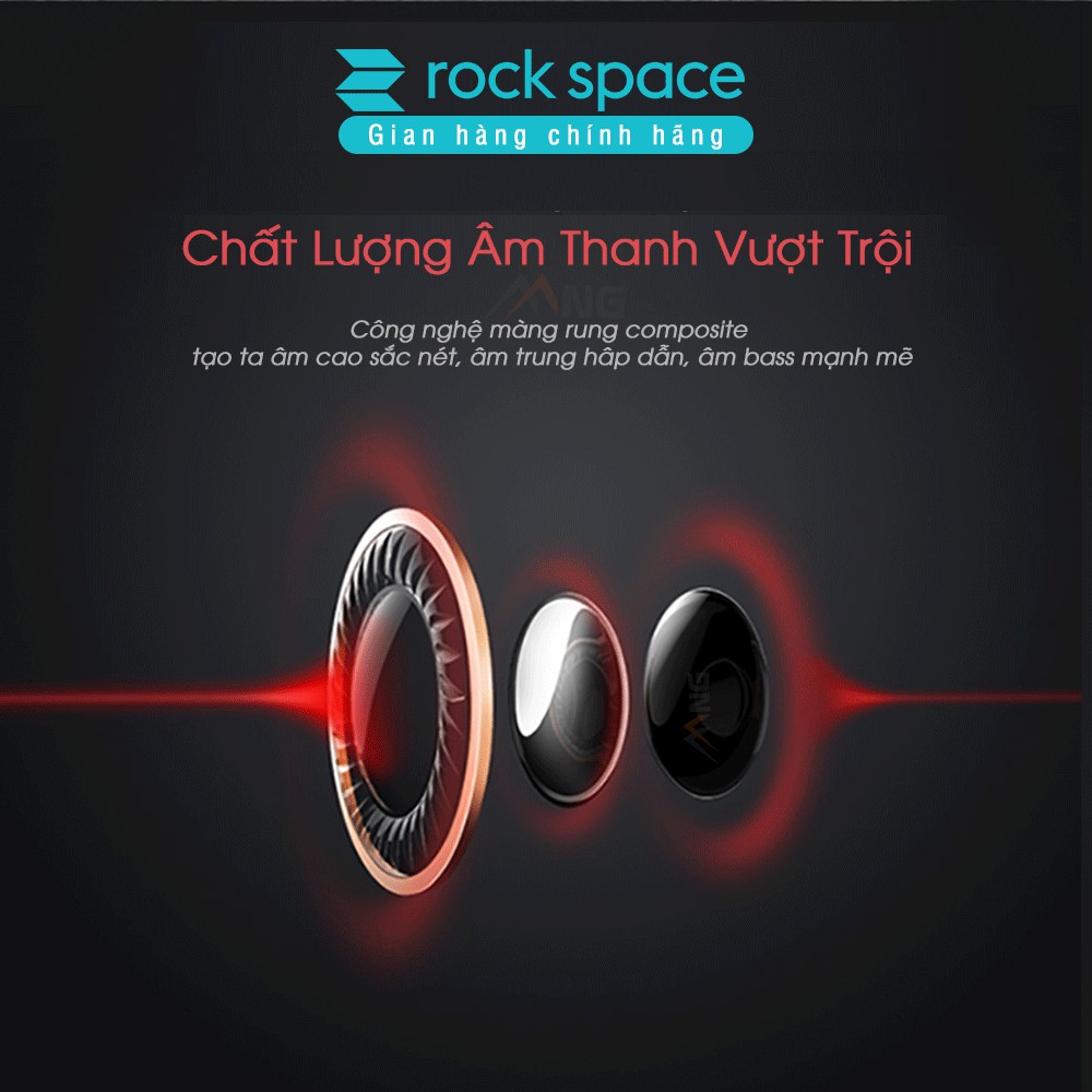 Tai nghe nhét tai có dây Rock Space Mufree, màu đen, có micro hàng chính hãng bảo hành 1 đổi 1 trong 12 tháng