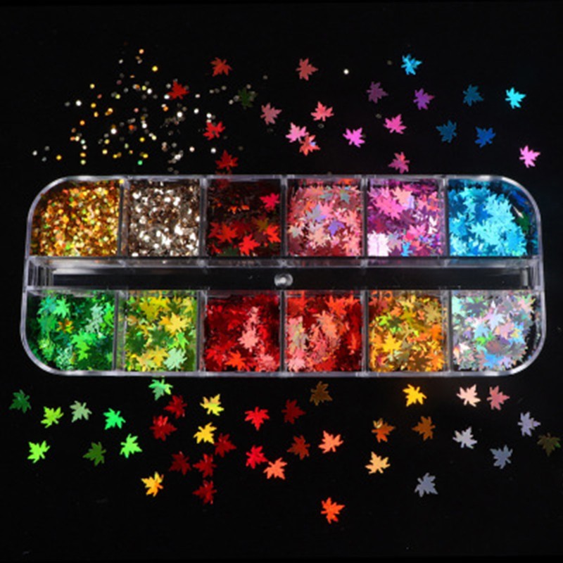 Hộp 12 ngăn phụ kiện trang trí móng tay DIY