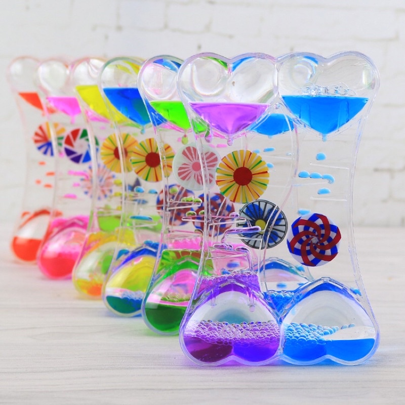 Đồ trang trí , đồng hồ cát lỏng hình 2 trái tim - Đồng hồ thả dầu hình trái tim trang trí , quà lưu niệm ý nghĩa