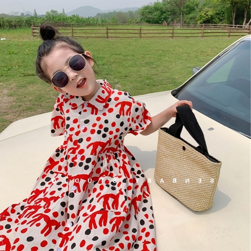 Váy dáng suông bé gái LOBY thiết kế cổ sơmi phong cách Hàn Quốc V0401033 (1-9 tuổi)