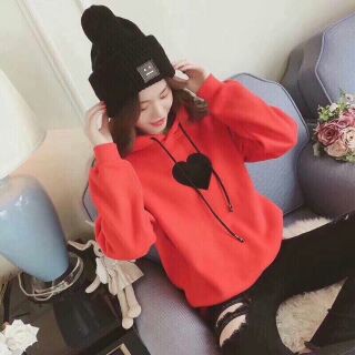 Áo hoodie nỉ thêu hình tim siêu cute