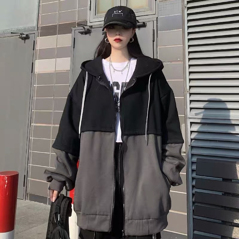 Áo khoác hoodie nỉ khoá kéo màu đen- xám nỉ bông dày dặn | BigBuy360 - bigbuy360.vn